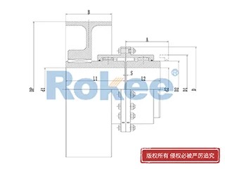 齿式联轴器,RODU制动轮型鼓形齿式联轴器